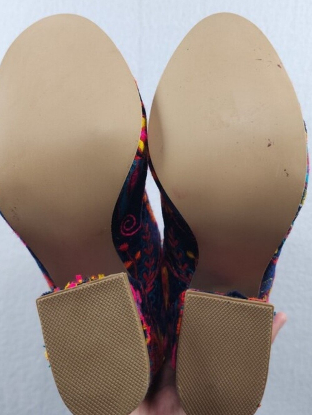 Embroidered Heeled Booties- Paisley,Funky & Bright Colored! NWOB SZ 6.5 - Picture 6 of 9